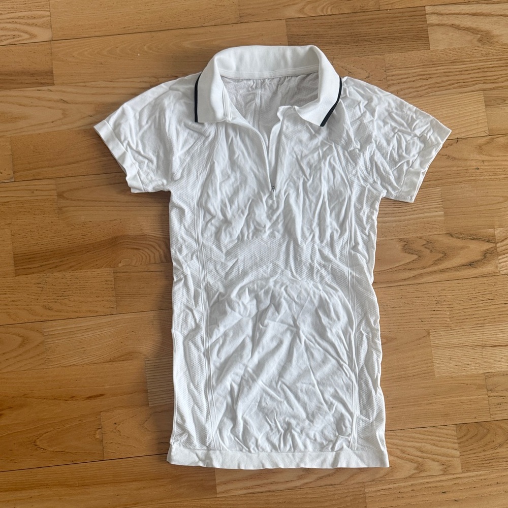 White Polo Shirt with Black Trim Xs golf top